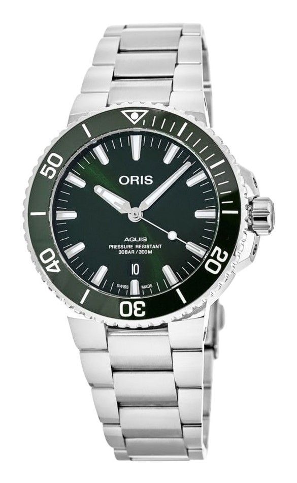 Oris Aquis Stainless Steel Green Dial Automatic Diver's 01 733 7766 4157-07 8 22 05PEB 300M Men's Watch