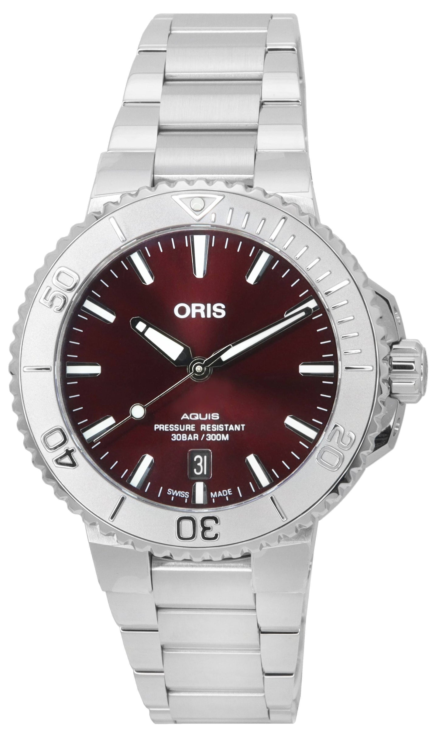 Oris Aquis Date Relief Red Dial Automatic Diver's 01-733-7766-4158-07-8-22-05PEB 300M Men's Watch