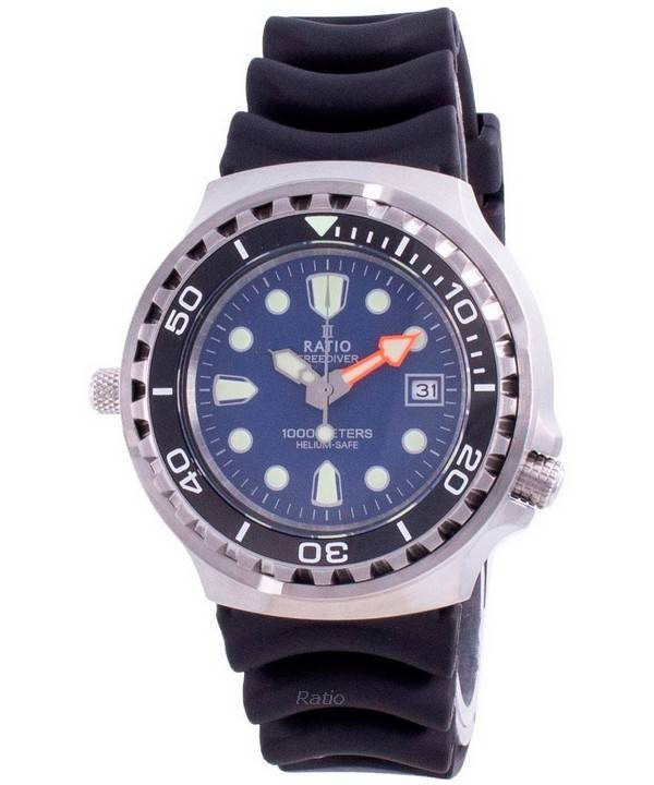 Ratio 2nd Generation Free Diver Helium-Safe Quartz 1038EF102V-BLU-V02 1000M Men's Watch