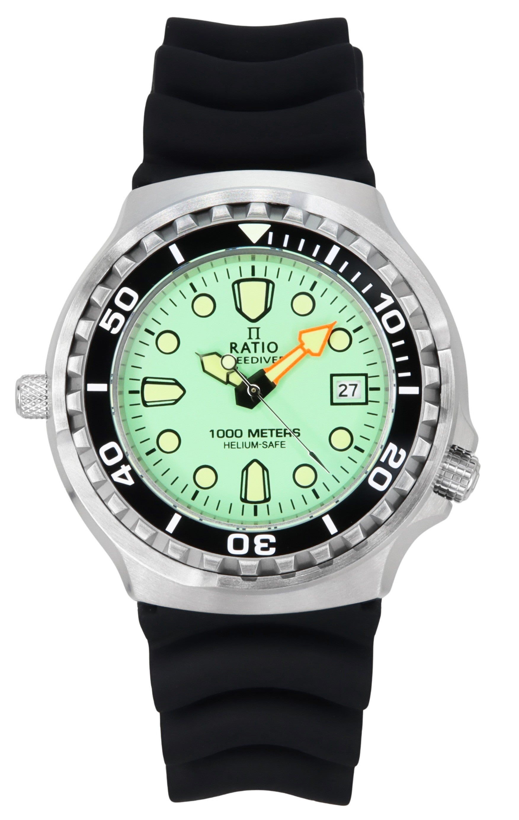 Ratio FreeDiver Version 02 Helium Safe 1000M Sapphire Quartz Mint Green Dial 1038EF102V-GRN-V02 Men's Watch