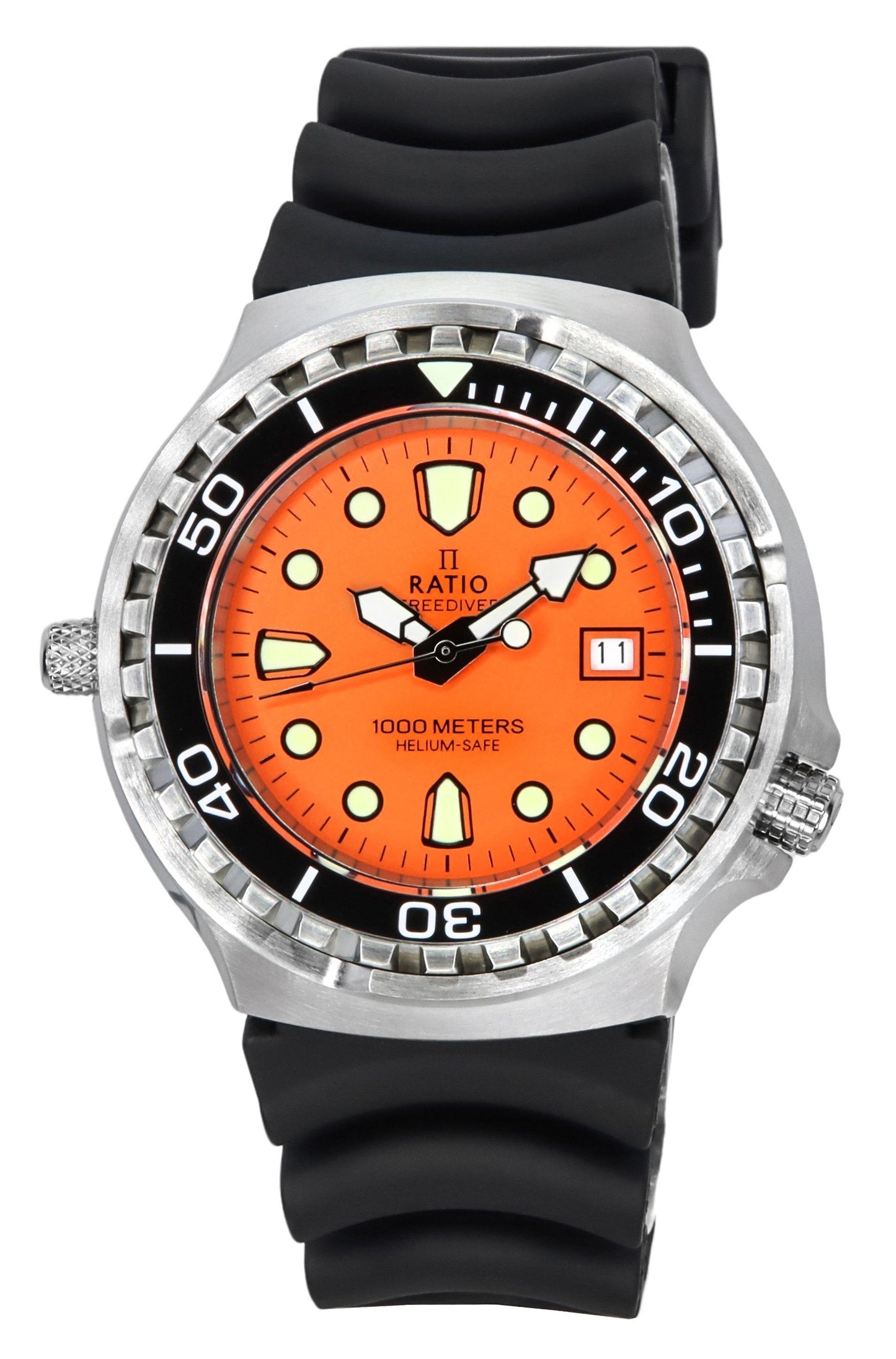 Ratio FreeDiver Helium Safe Sapphire Quartz Orange Dial 1038EF102V-ORG Men's 1000M Watch