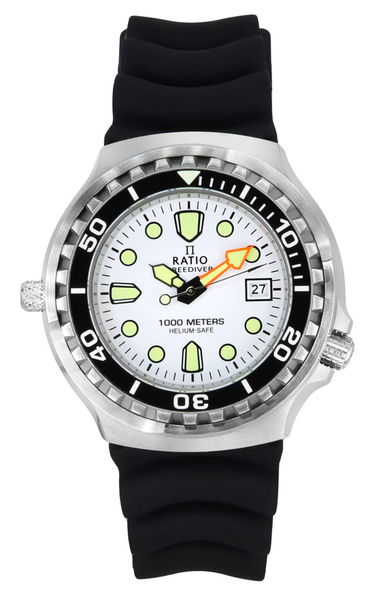 Ratio FreeDiver Version 02 Helium Safe 1000M Sapphire Quartz White Dial 1038EF102V-WHT-V02 Men's Watch