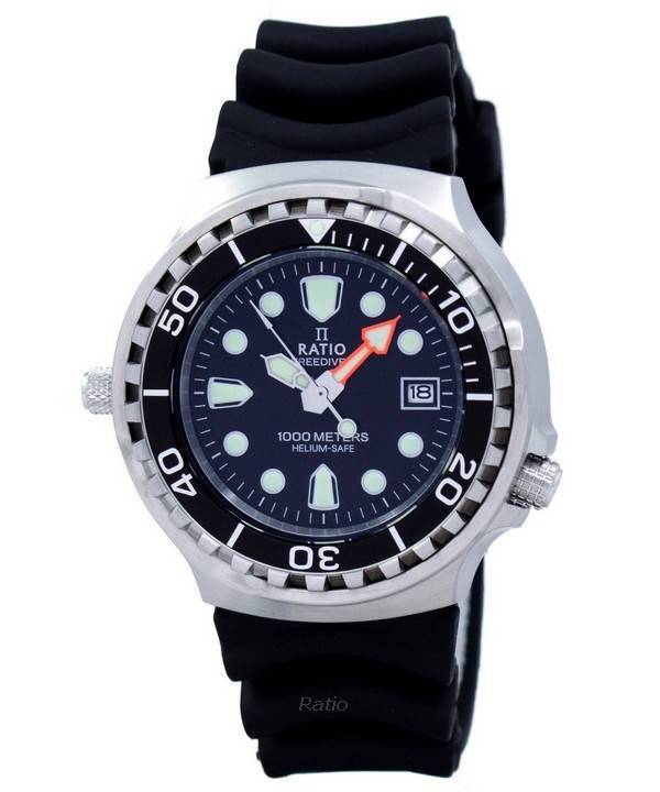 Ratio FreeDiver Helium Safe 1000M Sapphire Quartz 1038EF102V Men's Watch