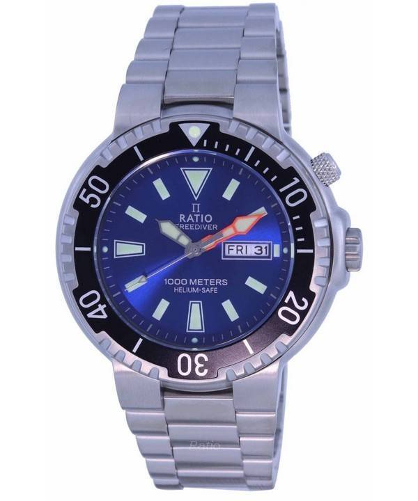 Ratio FreeDiver Blue Dial Stainless Steel Quartz 1050HA93-12V-BLU 1000M Men's Watch