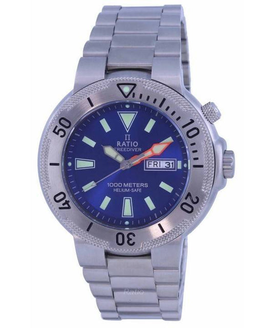 Ratio FreeDiver Blue Dial Stainless Steel Quartz 1050MD93-12V-BLU 1000M Men's Watch