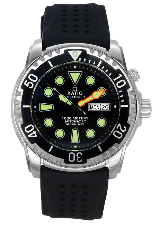 Ratio FreeDiver Version 02 Helium Safe 1000M Sapphire Automatic Black Dial 1068HA90-34VA-BLK-V02 Men's Watch