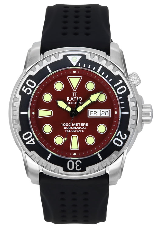 Ratio FreeDiver Version 02 Helium Safe 1000M Sapphire Automatic Red Dial 1068HA90-34VA-RED-V02 Men's Watch