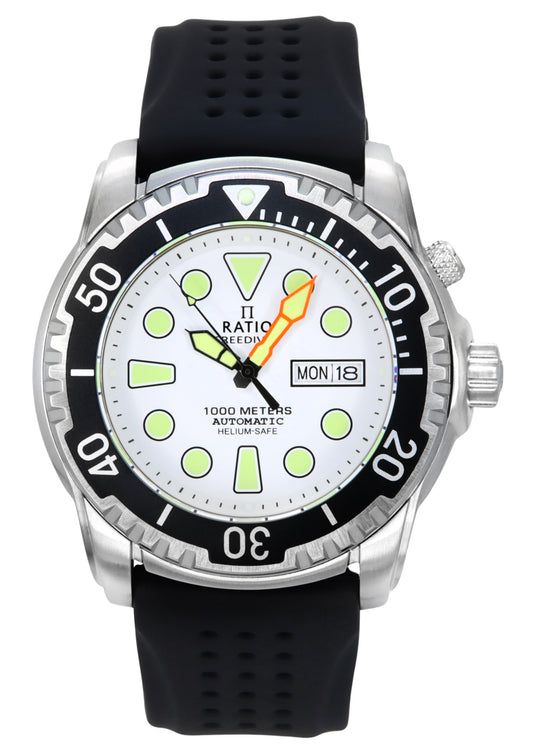 Ratio FreeDiver Version 02 Helium Safe 1000M Sapphire Automatic White Dial 1068HA90-34VA-WHT-V02 Men's Watch