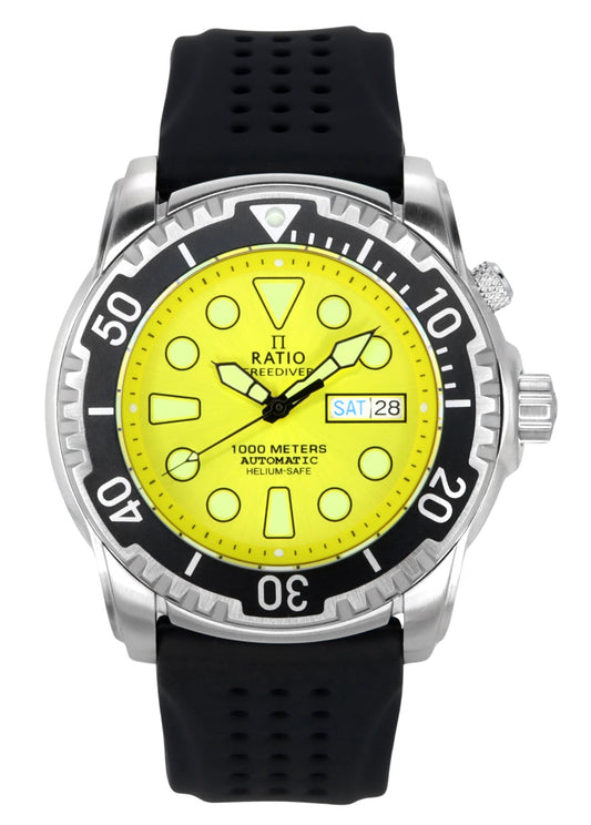 Ratio FreeDiver Version 03 Helium Safe 1000M Automatic Yellow Dial 1068HA90-34VA-YLW-V03 Men's Watch