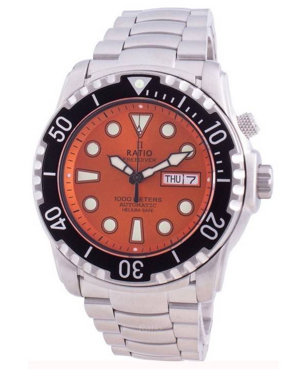 Ratio FreeDiver Helium-Safe 1000M Sapphire Automatic 1068HA96-34VA-ORG Men's Watch