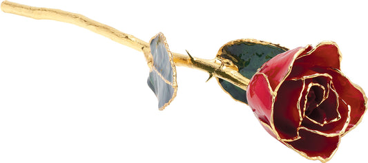 Lacquered Red Rose with Gold Trim - BN & CO JEWELRY
