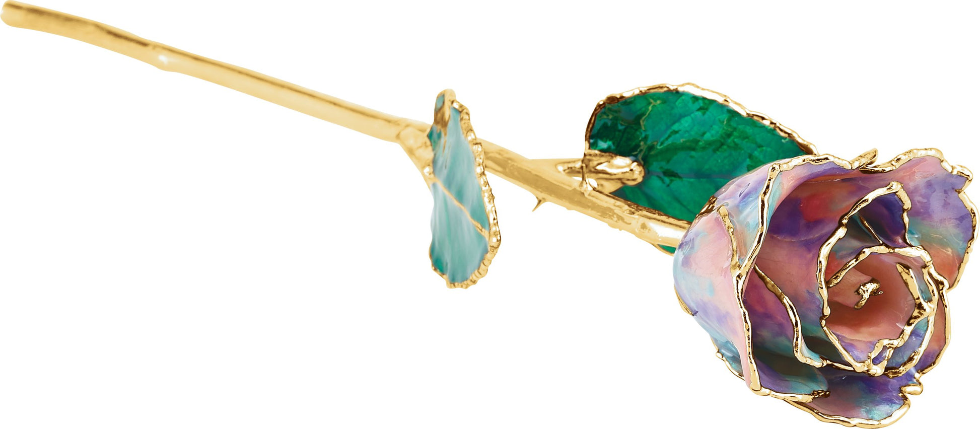 Lacquered October Opal Colored Rose with Gold Trim - BN & CO JEWELRY