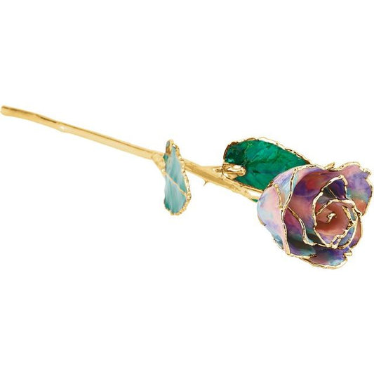 Lacquered October Opal Colored Rose with Gold Trim - BN & CO JEWELRY