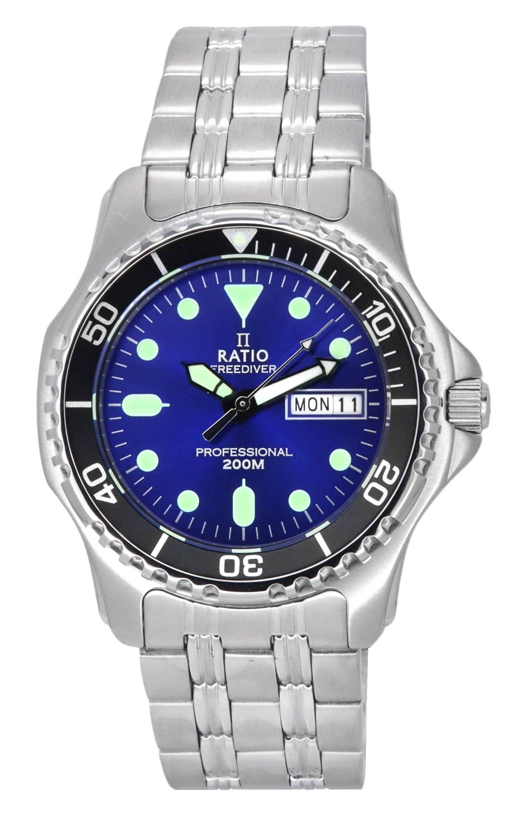 Ratio FreeDiver Professional Sapphire Sunray Blue Dial Quartz 36JL140-BLU 200M Men's Watch