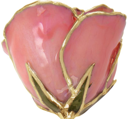 Lacquered Pink Pearl Rose with Gold Trim - BN & CO JEWELRY