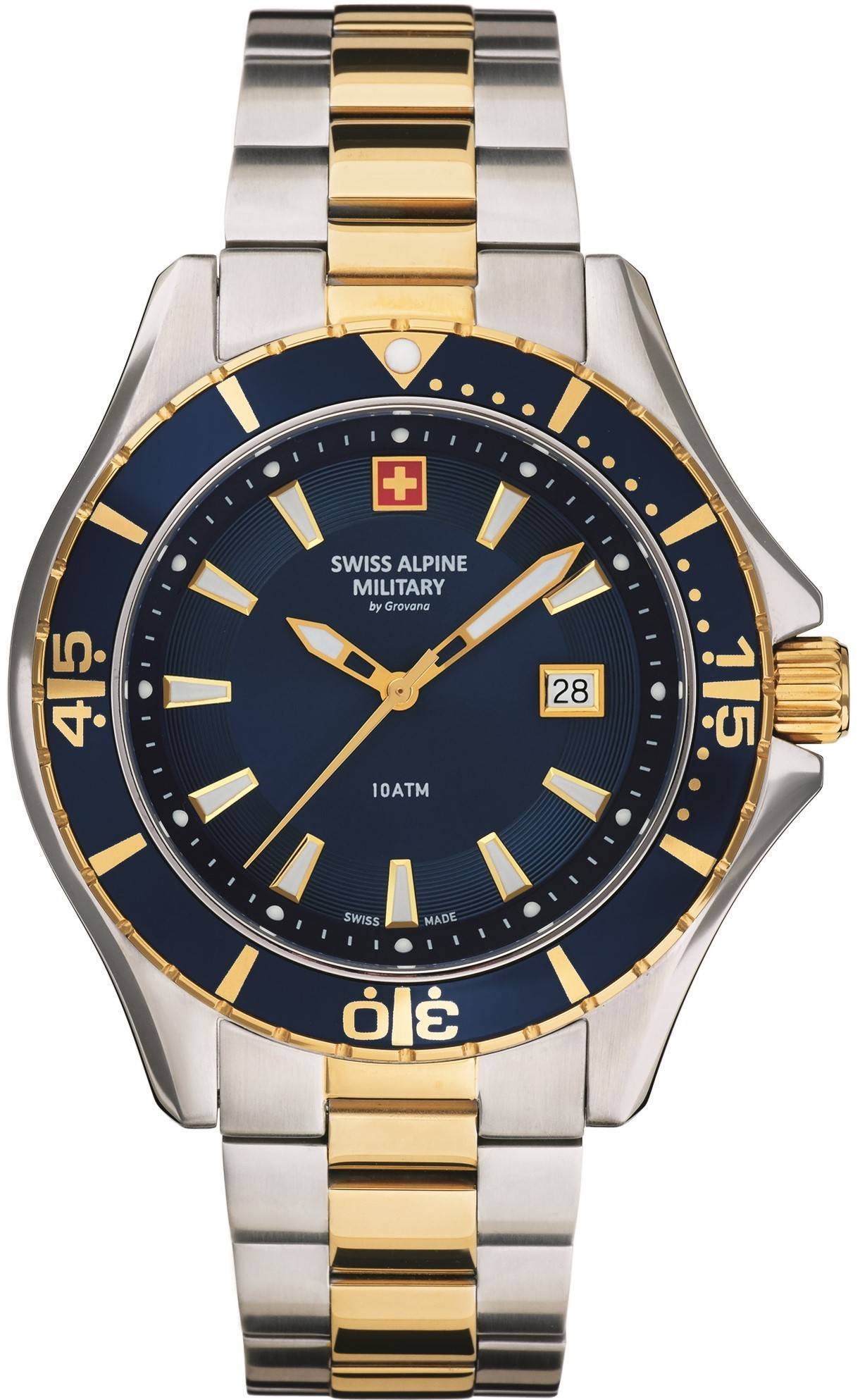 Swiss Alpine Military By Grovana Nautilus Blue Dial Quartz 7040.1145 100M Men's Watch