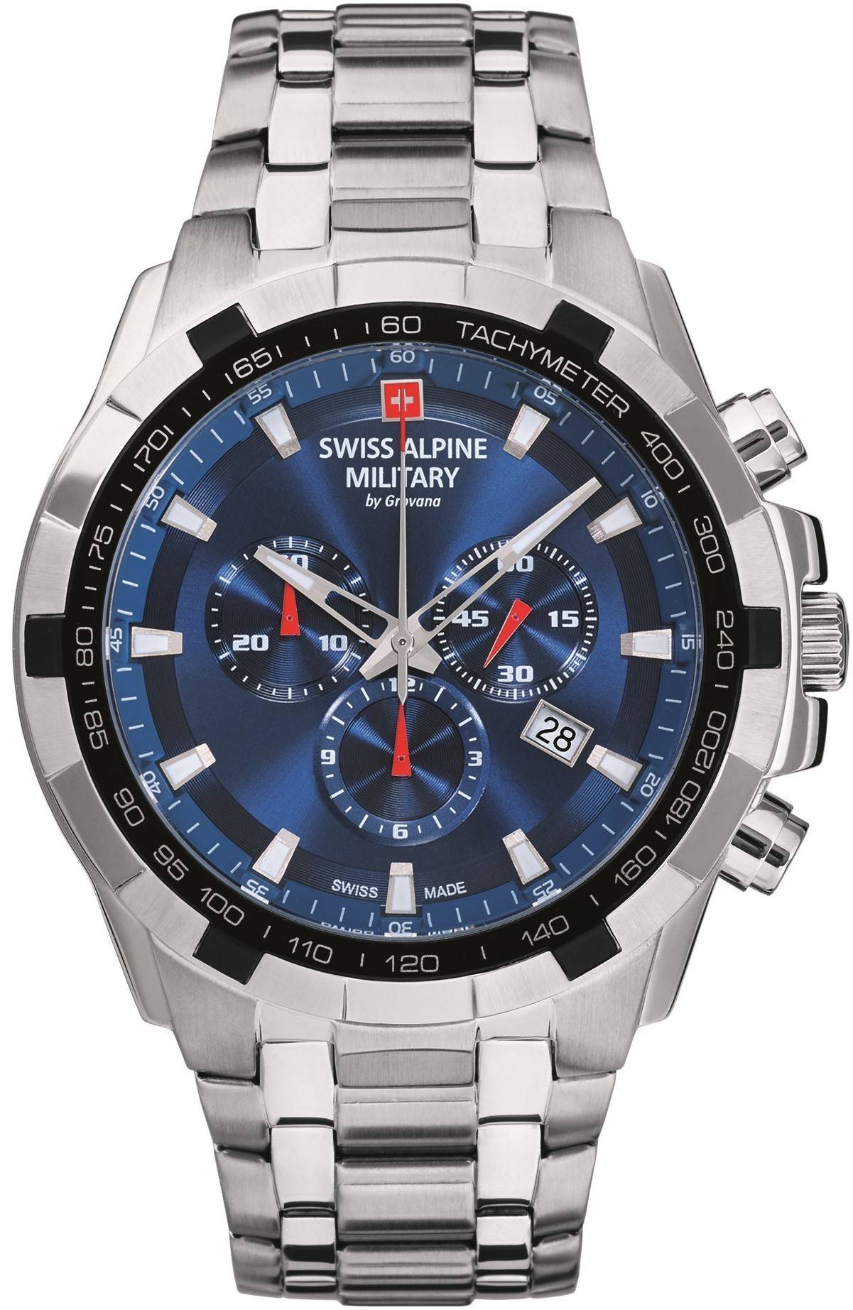 Swiss Alpine Military By Grovana Star Fighter Chronograph Blue Dial Quartz 7043.9135 100M Men's Watch