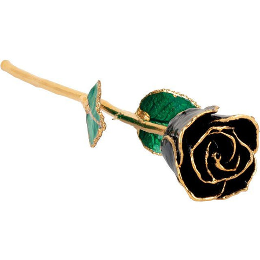 Lacquered Black Rose with Gold Trim - BN & CO JEWELRY