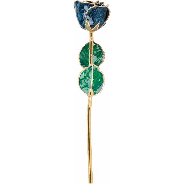 Lacquered Sparkle Blue Colored Rose with Gold Trim - BN & CO JEWELRY