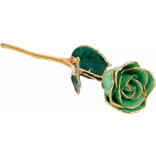 Lacquered August Peridot Colored Rose with Gold Trim - BN & CO JEWELRY