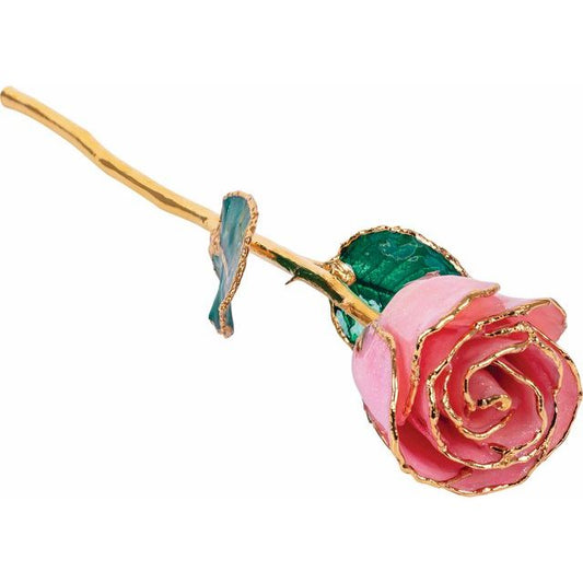 Lacquered Pink Sparkle Rose with Gold Trim - BN & CO JEWELRY