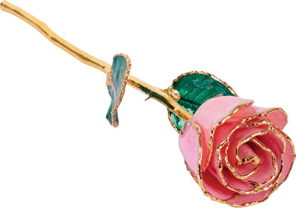 Lacquered Pink Sparkle Rose with Gold Trim - BN & CO JEWELRY