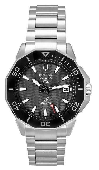 Bulova Marine Star Stainless Steel Black Dial Precisionist Quartz Diver's 96B434 200M Men's Watch