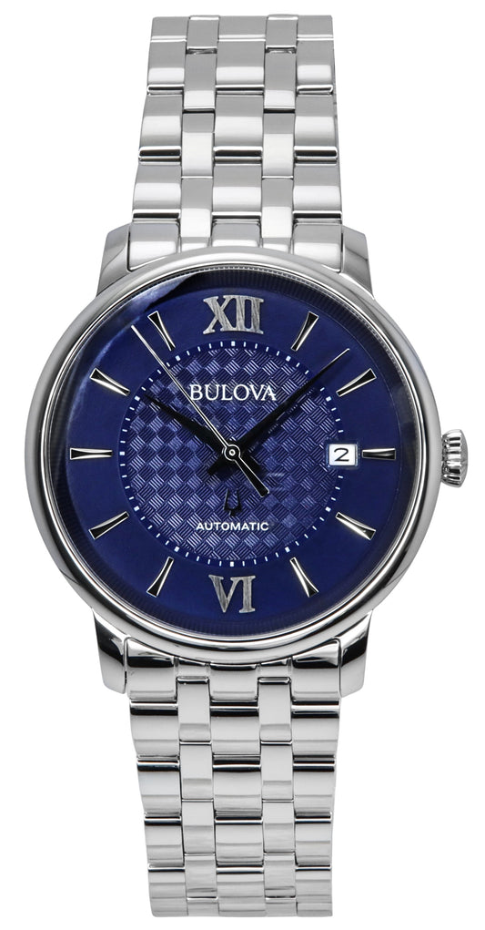 Bulova Hudson Stainless Steel Blue Dial Automatic 96B447 Men's Watch