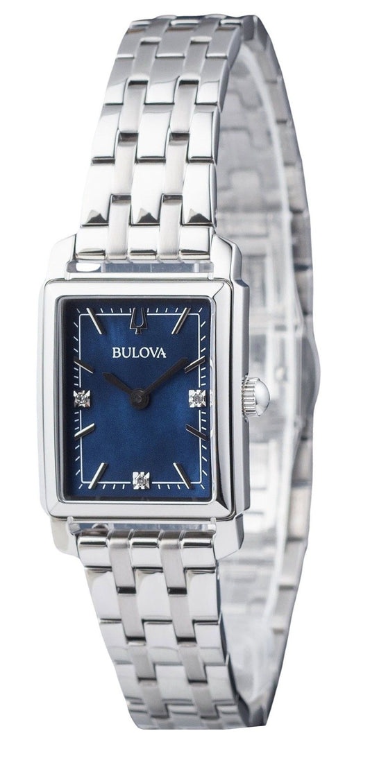 Bulova Classic Sutton Diamond Accent Stainless Steel Blue Dial Quartz 96P245 Women's Watch