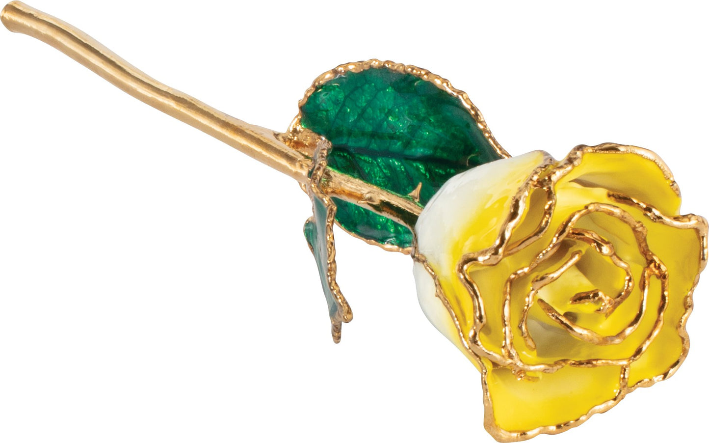 Lacquered Cream Yellow Rose with 24K Gold Trim - BN & CO JEWELRY