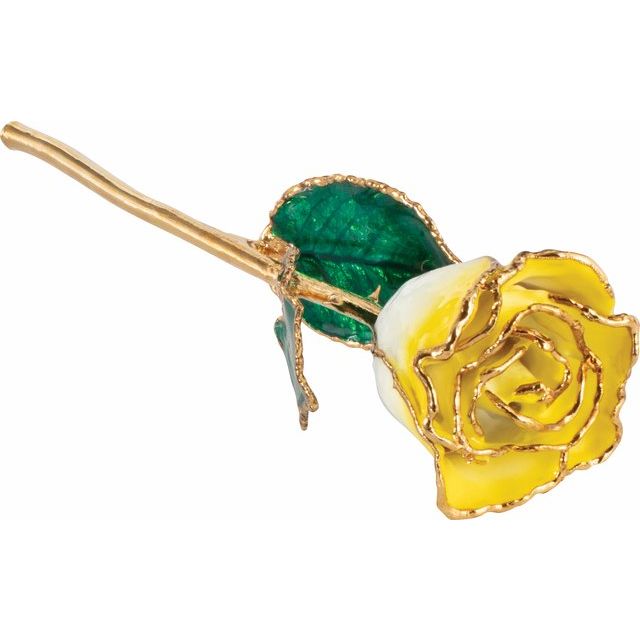 Lacquered Cream Yellow Rose with 24K Gold Trim - BN & CO JEWELRY