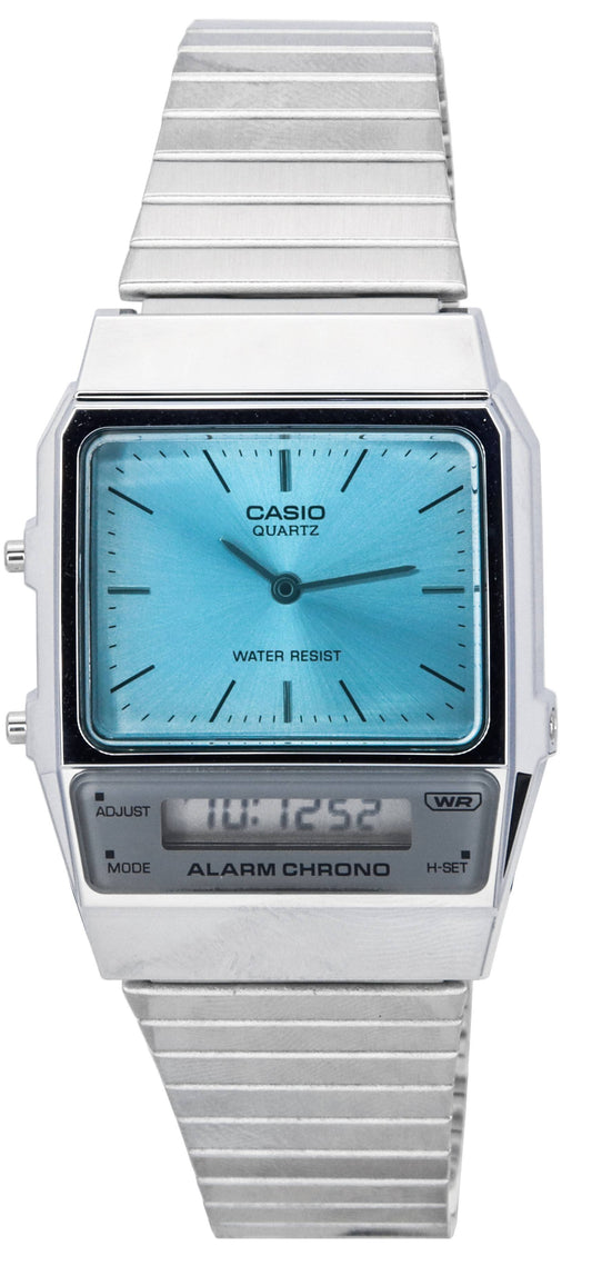 Casio Vintage Analog Digital Stainless Steel Bracelet Quartz AQ-800EC-2A AQ800EC-2 Unisex Watch