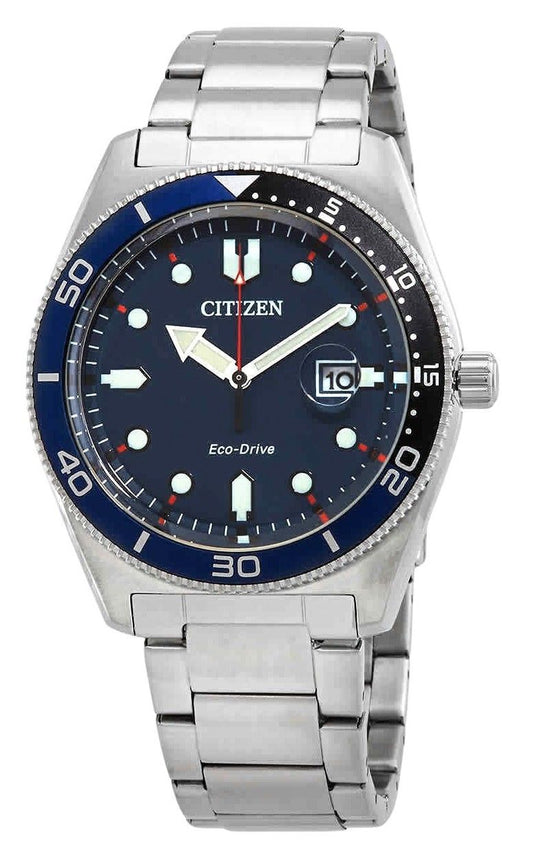 Citizen Eco-Drive Stainless Steel Blue Dial AW1761-89L 100M Men's Watch