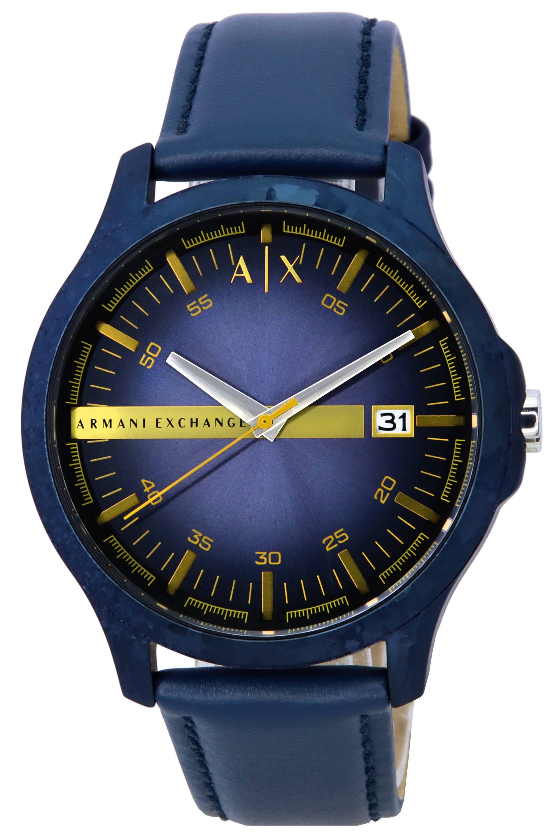 Armani Exchange Hampton Leather Strap Blue Dial Quartz AX2442 Men's Watch