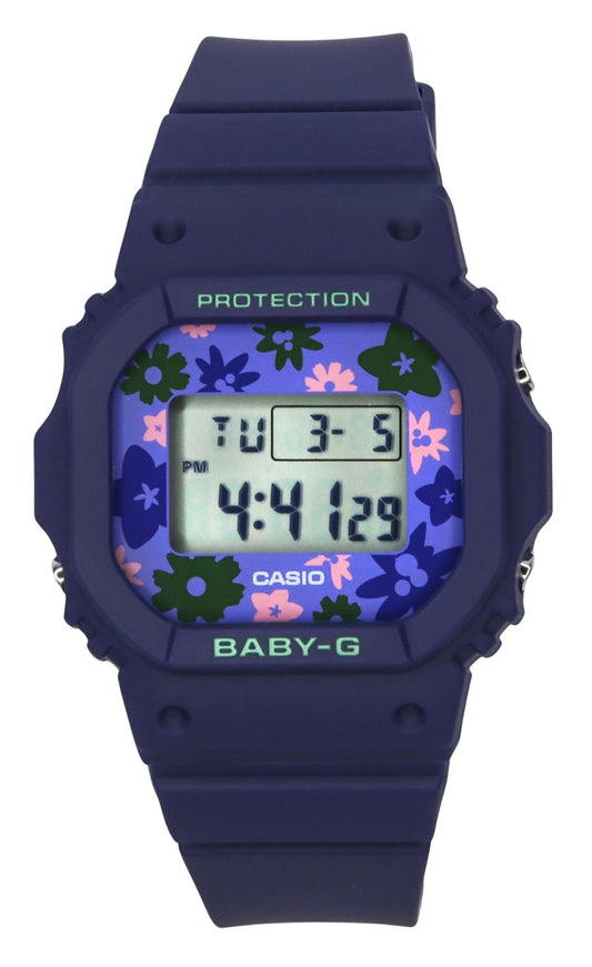 Casio Baby-G Retro Flower Field Digital Blue Resin Strap Quartz BGD-565RP-2 100M Women's Watch