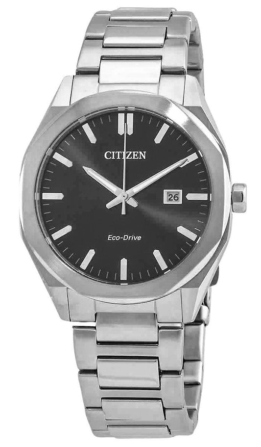 Citizen Eco-Drive Stainless Steel Black Dial BM7600-81E 100M Men's Watch