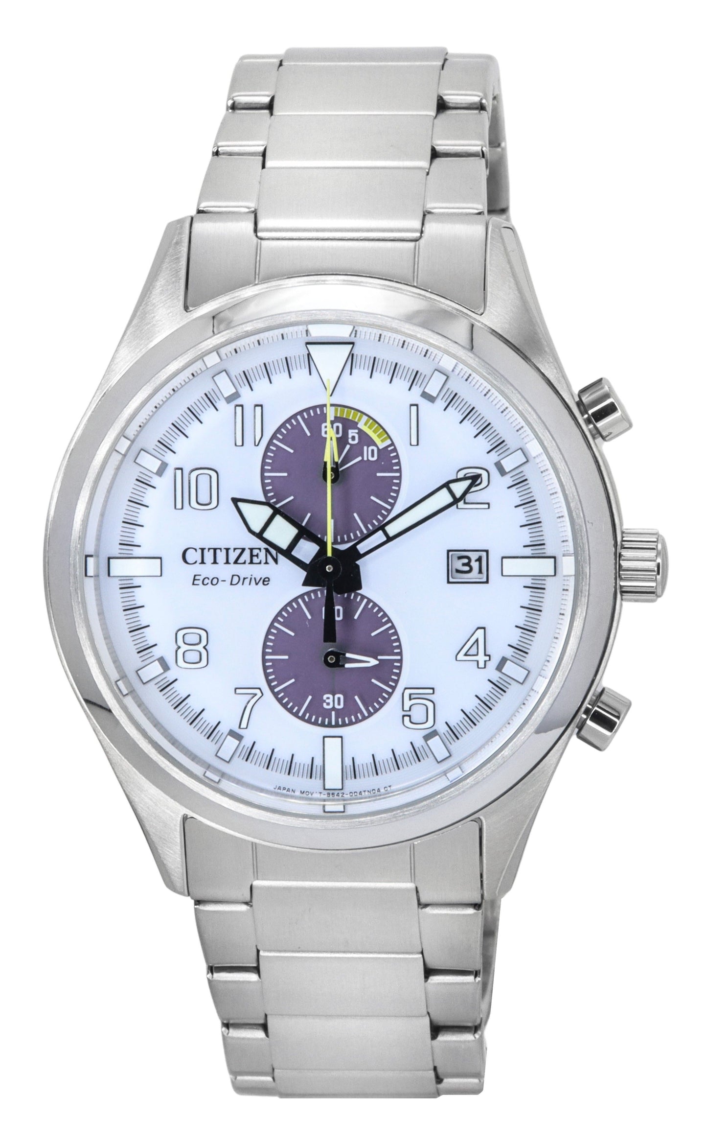 Citizen Classic Eco-Drive Chronograph Stainless Steel White Dial CA7028-81A 100M Men's Watch