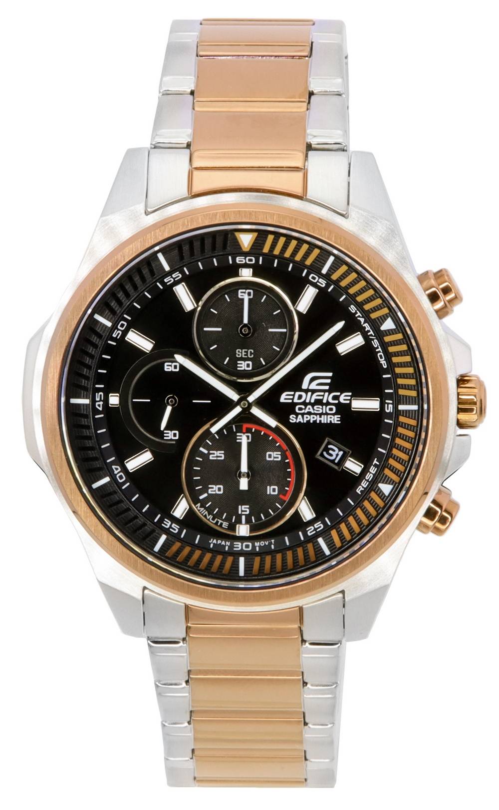 Casio Edifice Black Dial Two Tone Quartz EFR-S572GS-1A EFRS572GS-1 100M Men's Watch