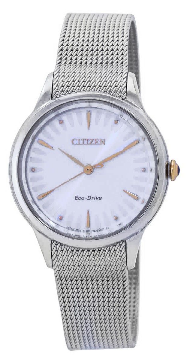 Citizen L Series Eco-Drive Stainless Steel Mesh Silver Dial EM0814-83A Men's Watch