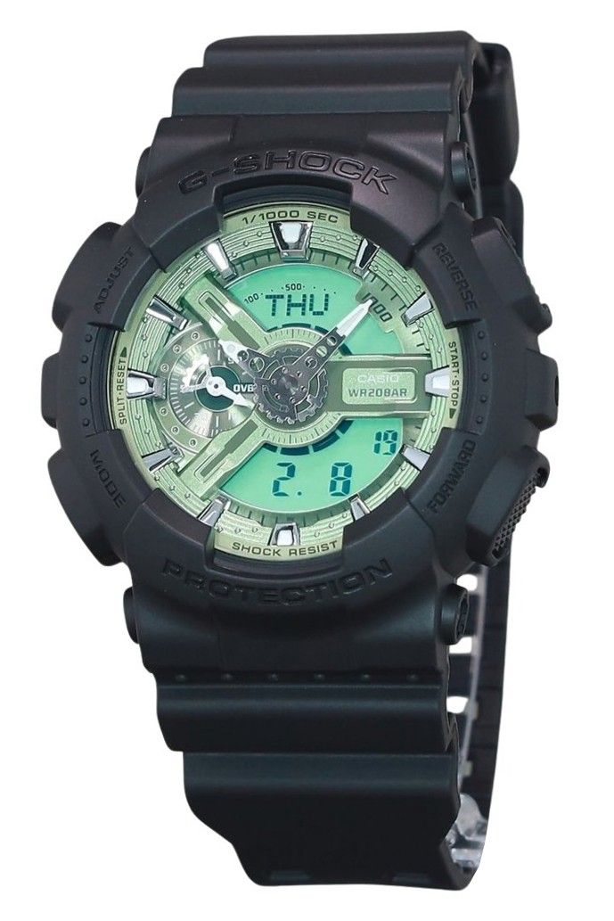 Casio G-Shock Analog Digital Resin Strap Mint Green Dial Quartz GA-110CD-1A3 200M Men's Watch