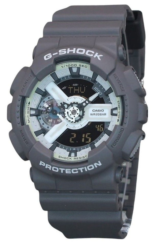 Casio G-Shock Hidden Glow Series Analog Digital Resin Strap Grey Dial Quartz GA-110HD-8A 200M Men's Watch