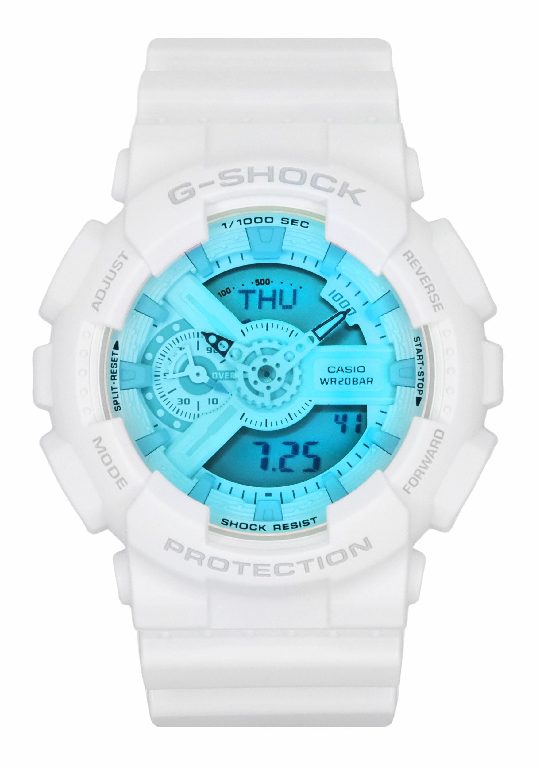 Casio G-Shock Analog Digital White Resin Strap Multicolor Dial Quartz GA-110TL-7A 200M Men's Watch