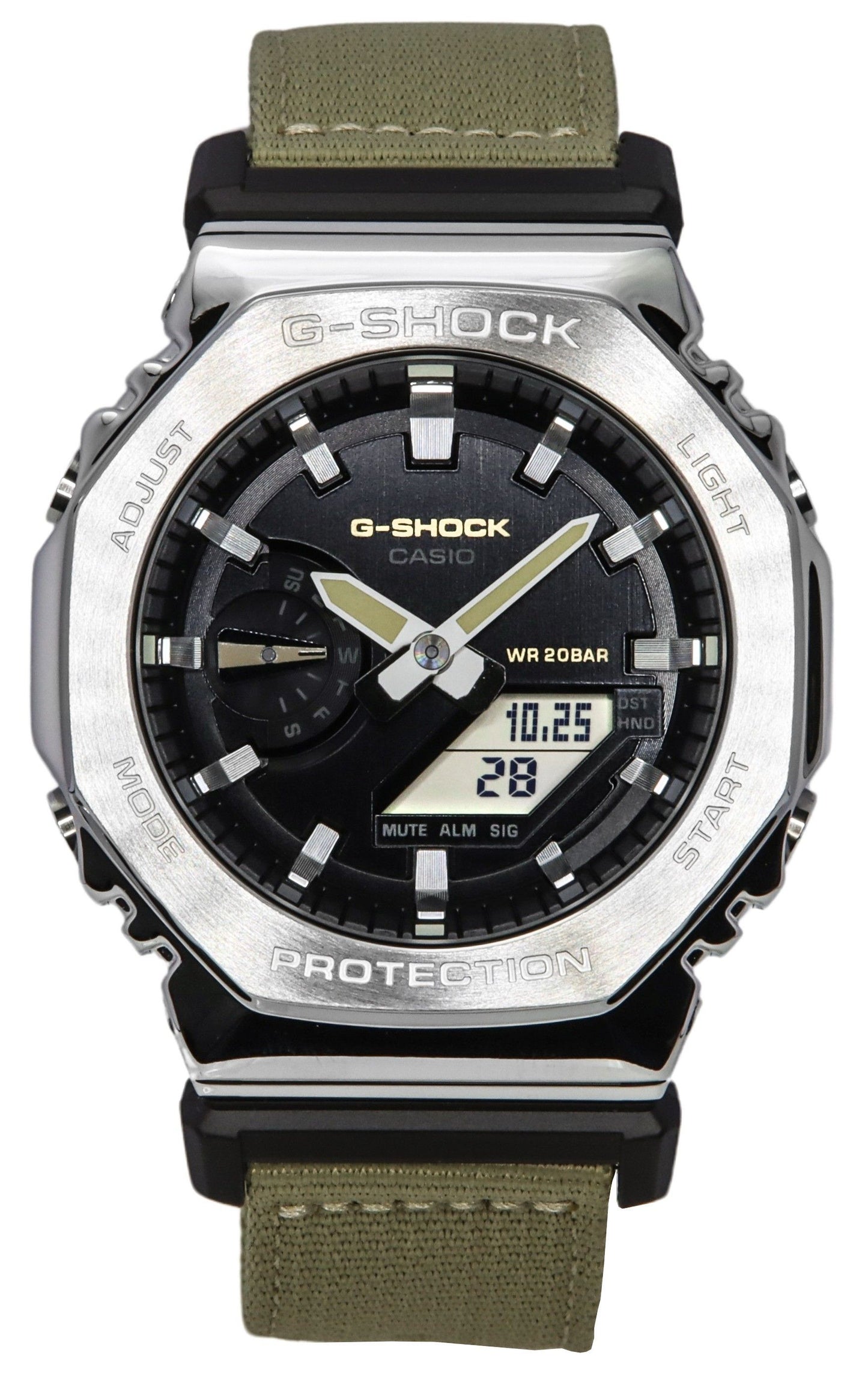 Casio G-Shock Utility Metal Collection Analog Digital Cloth Strap Black Dial Quartz GM-2100C-5A 200M Men's Watch