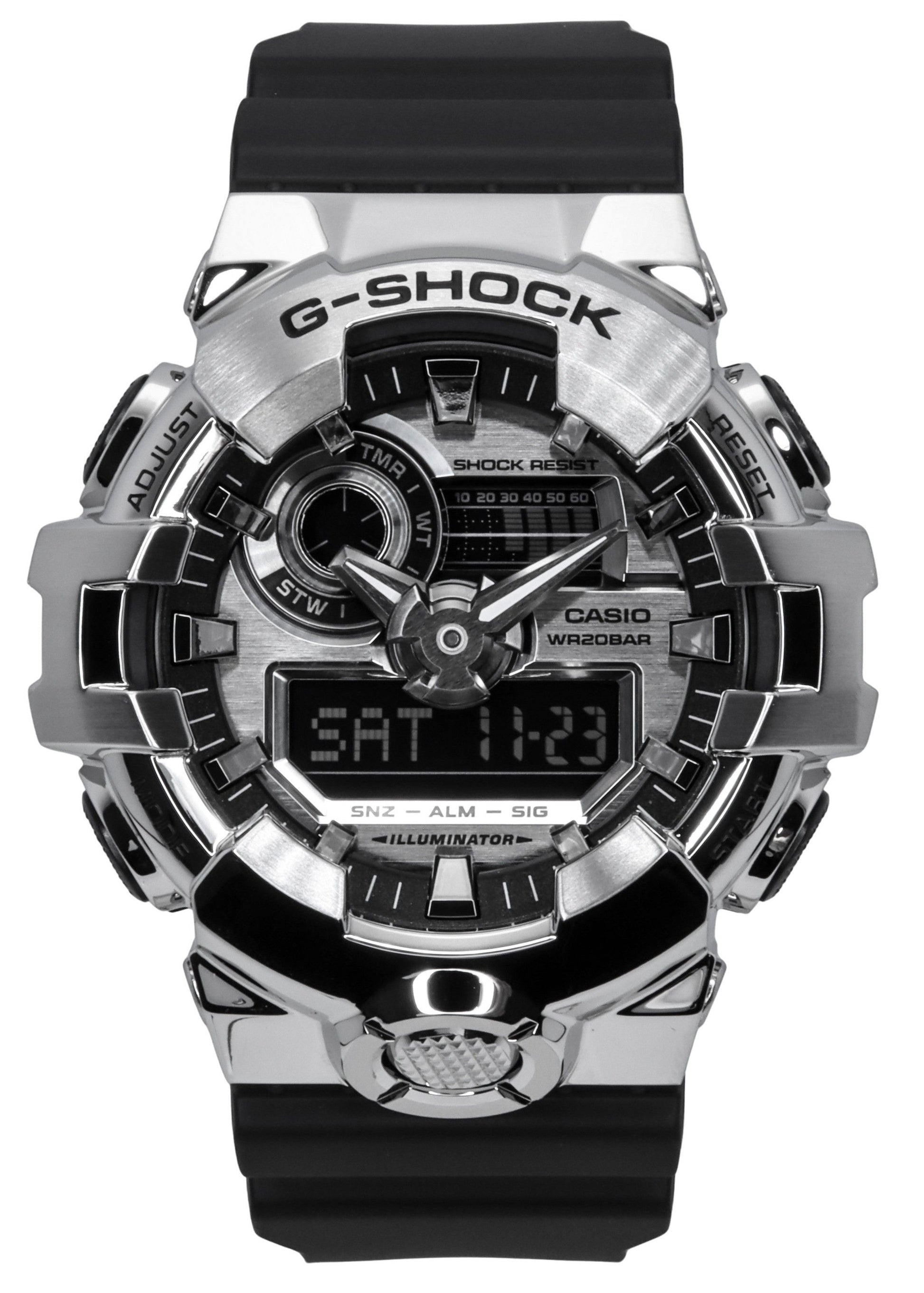 Casio G-Shock G-Steel Analog Digital Resin Strap Silver Dial Quartz GM-700-1A 200M Men's Watch