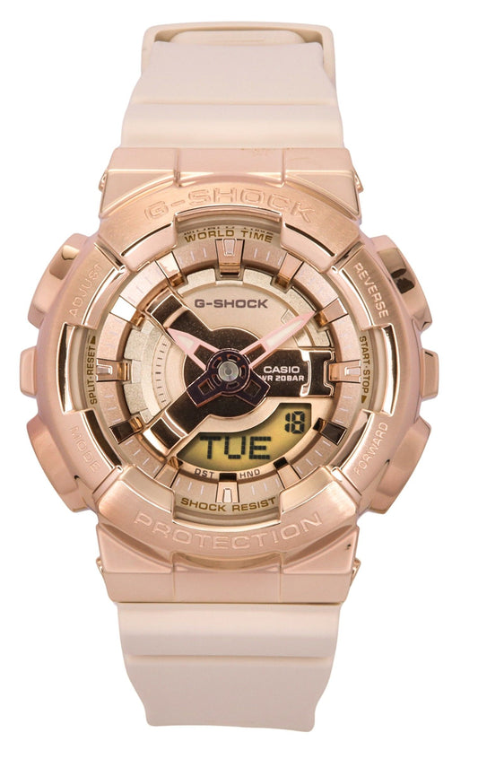 Casio G-Shock Analog Digital Resin Strap Rose Gold Tone Quartz GM-S110PG-4A 200 Women's Watch