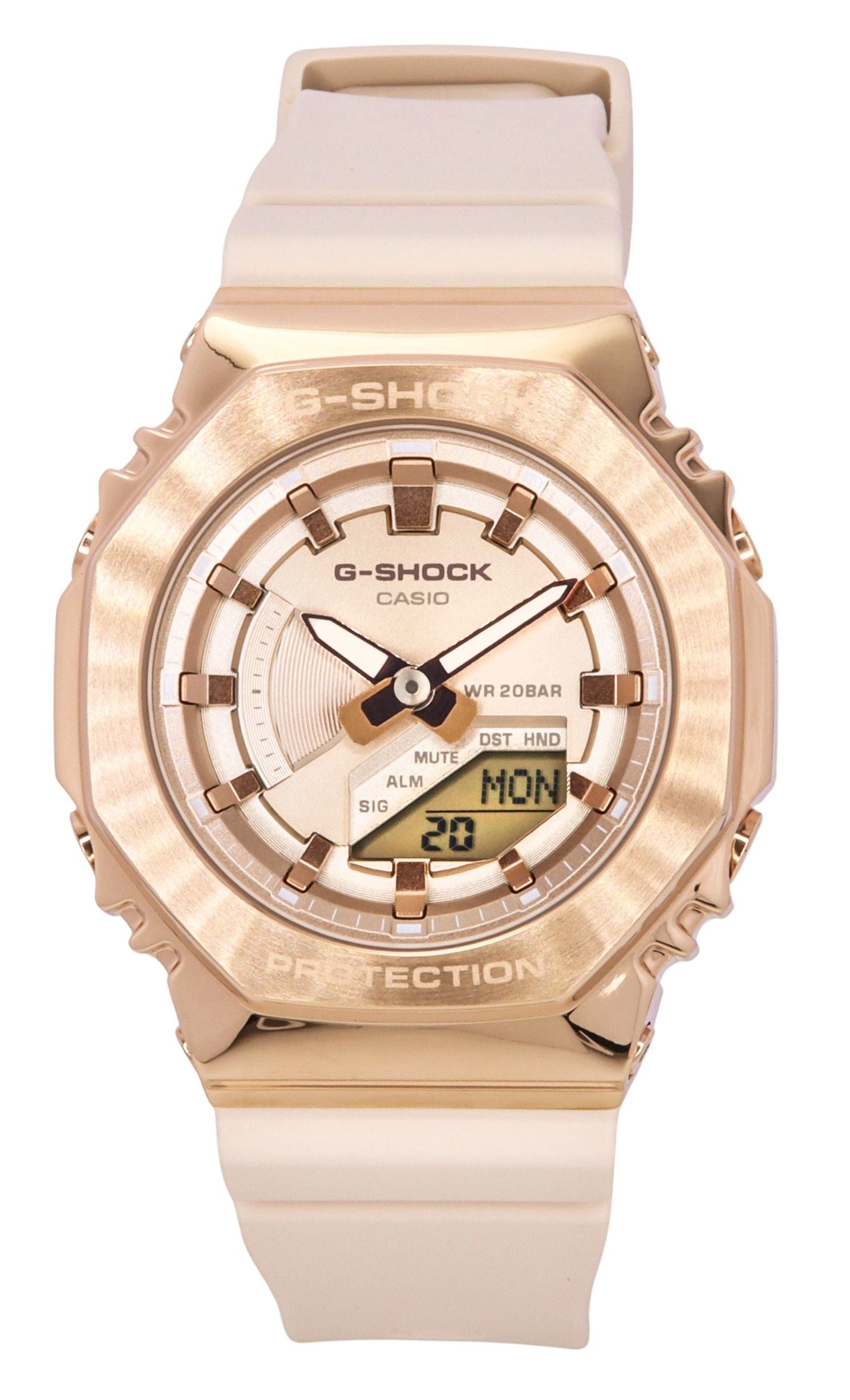 Casio G-Shock Analog Digital Resin Strap Rose Gold Tone Dial Quartz GM-S2100PG-4A 200M Women's Watch