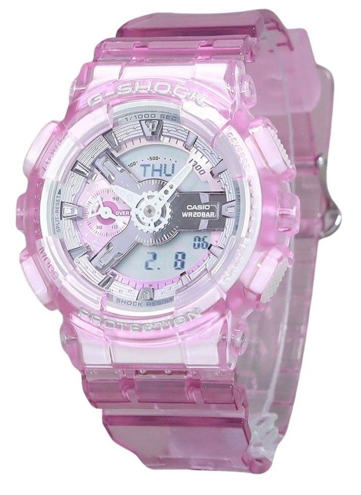 Casio G-Shock Analog Digital Virtual Worlds Translucent Pink Multicolor Dial Quartz GMA-S110VW-4A 200M Women's Watch