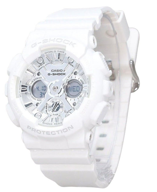 Casio G-Shock Analog Digital Bio Based White Resin Strap Silver Dial Quartz GMA-S120VA-7A 200M Women's Watch