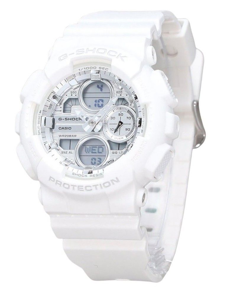 Casio G-Shock Analog Digital Bio Based White Resin Strap Silver Dial Quartz GMA-S140VA-7A 200M Women's Watch