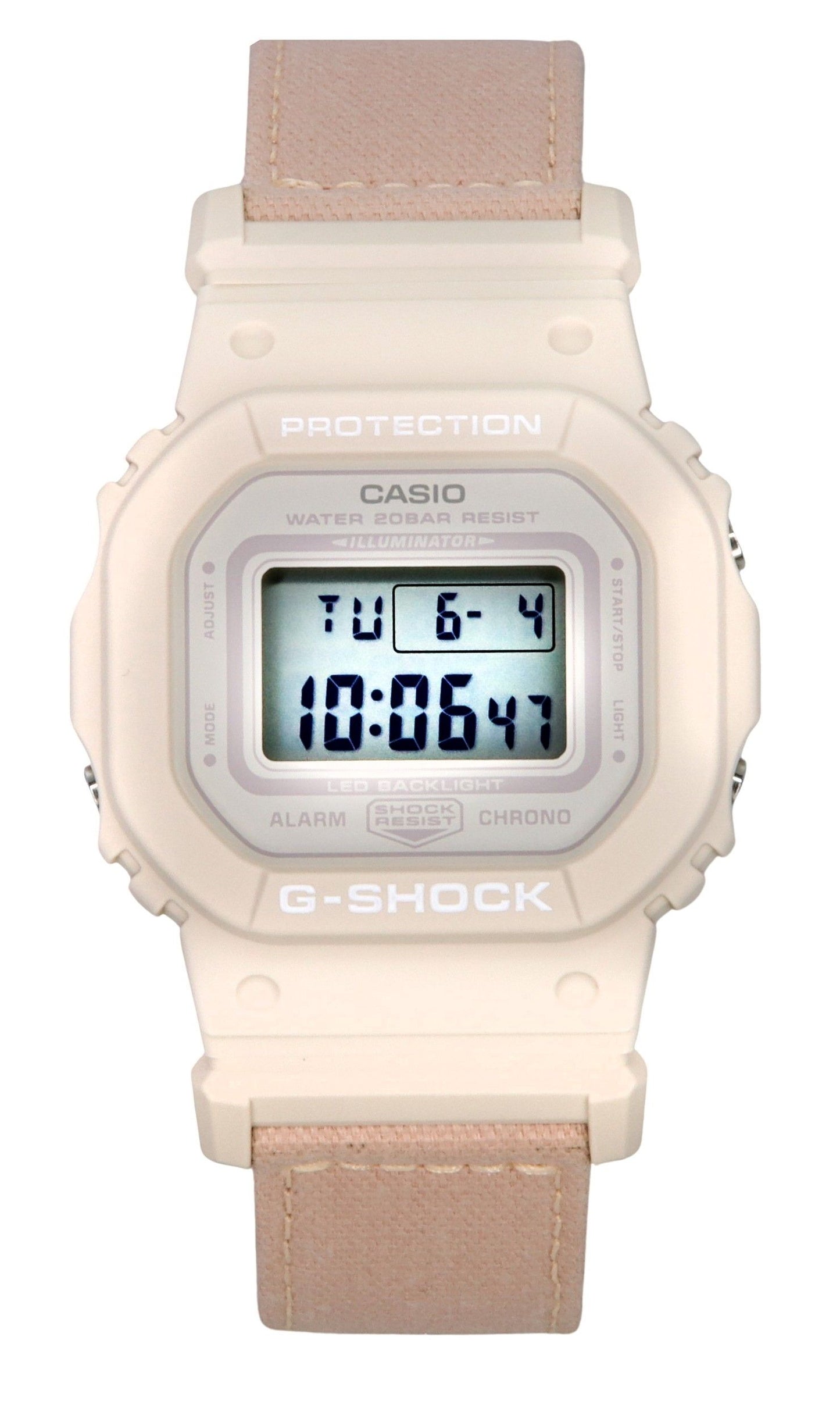 Casio G-Shock Digital Organic Pink Cloth Strap Bio-Based Resin Quartz GMD-S5600CT-4 200M Women's Watch